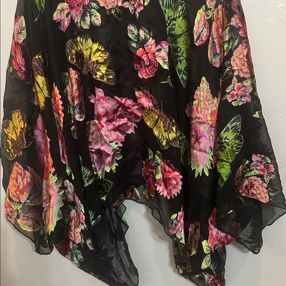 New Natalie Baroni Floral & Butterflies Black Kimono Top Size Medium/Large NWOT - Picture 9 of 9